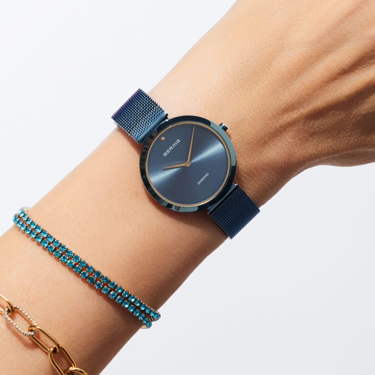 Bering 18132-Charity1 Women's Blue Stainless Steel Mesh Watch (Outlet)