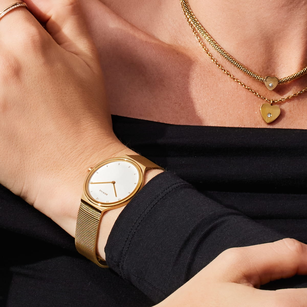 Bering 18434-334 Women's Gold Steel Mesh Watch (Outlet)