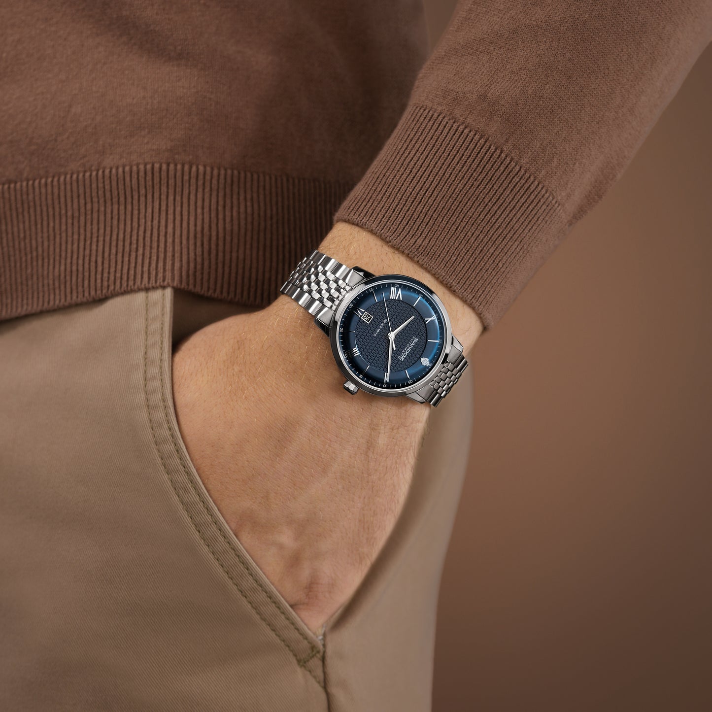 Sandoz Rochettes Automatic Blue Sunbrushed Dial Men's Watch SZWGL0000202
