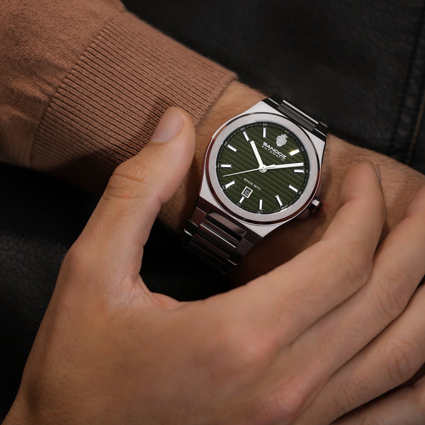 Sandoz Chanet Automatic Olive Dial Men's Watch SZWGL0000801