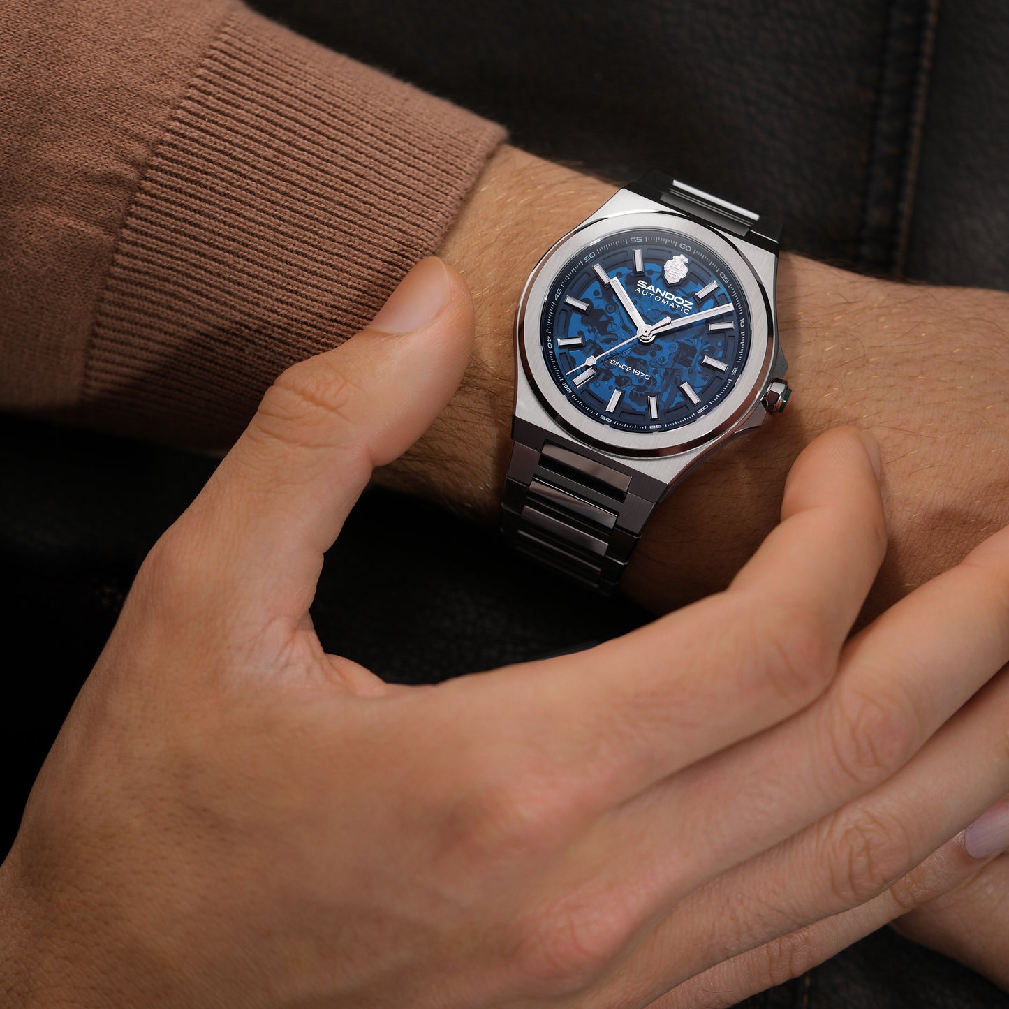 Sandoz Chanet Automatic Blue Skeleton Dial Men's Watch SZWGL0000819