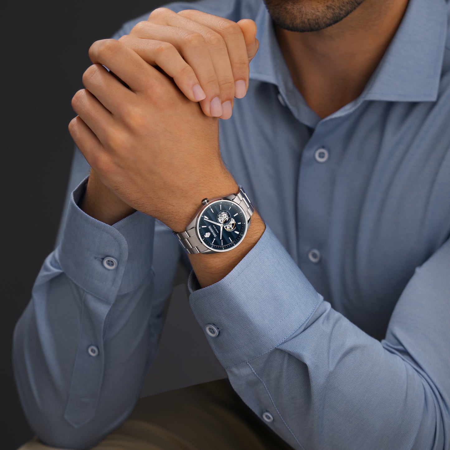 Sandoz Bachelin Open Heart Automatic Blue Dial Men's Watch SZWGL0001106