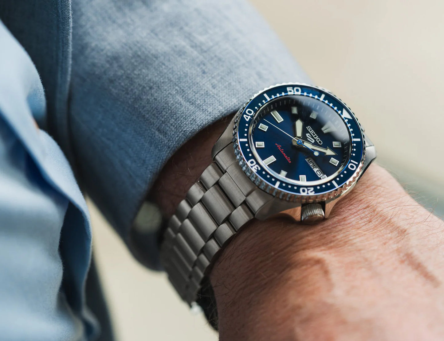 Seiko 5 Koniro Blue Dial Automatic Stainless Steel Watch SRPL83K1