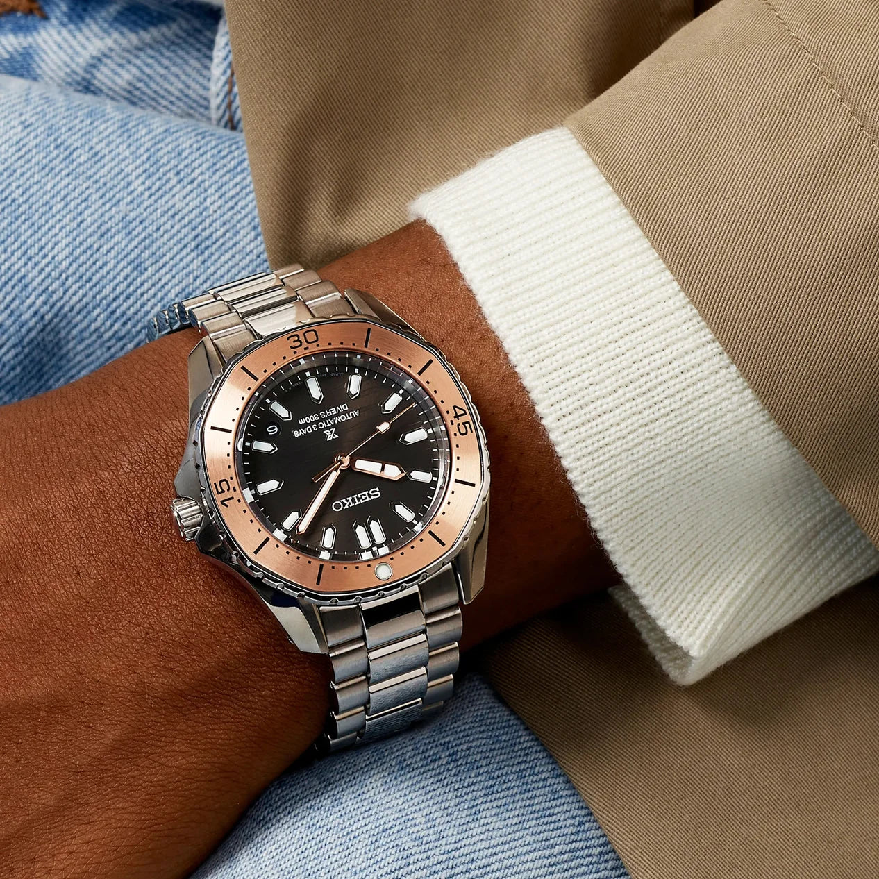 Seiko Prospex 300m Diver's "Oddly Octagon" Ocean Grey & Bronze Tone Men's Watch SPB485J1
