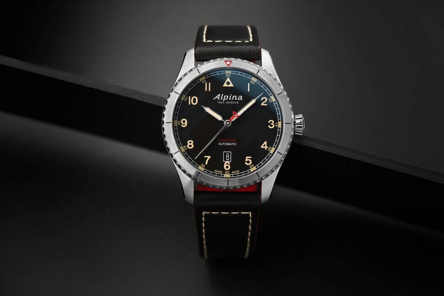 Close-up of the Alpina Startimer Pilot watch