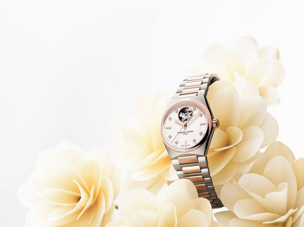 A Frederique Constant Highlife watch facing sideways