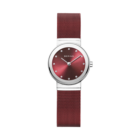 Bering 10126-303 Women's Red Steel Mesh Watch