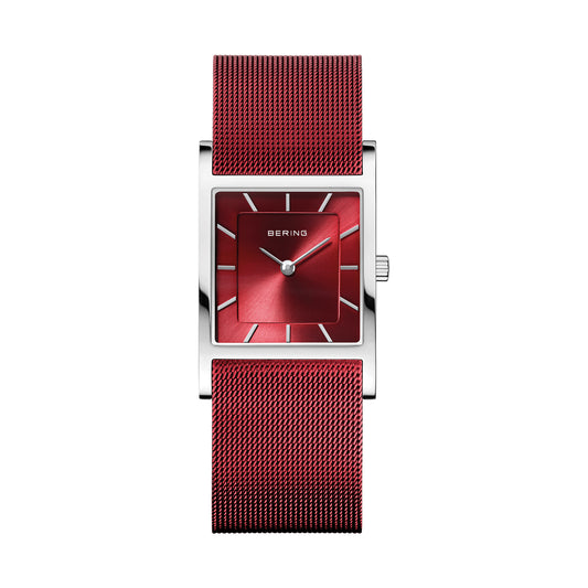 Bering 10426-303-S Women's Red Steel Mesh Watch