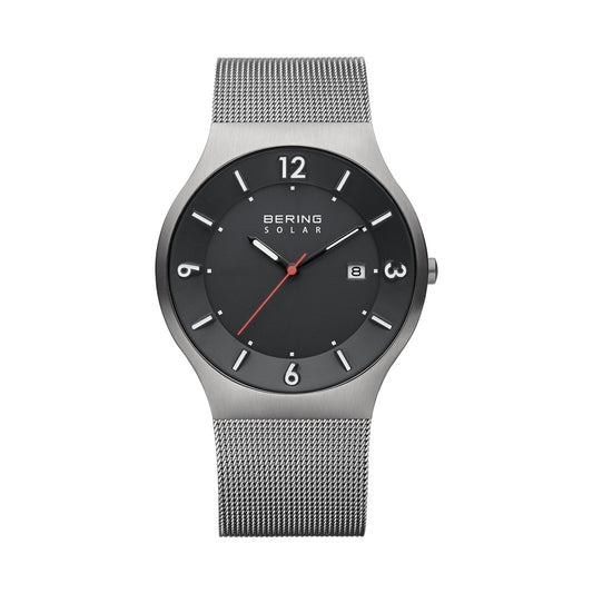 Bering 14440-077 Men's Grey Steel Mesh Solar Watch