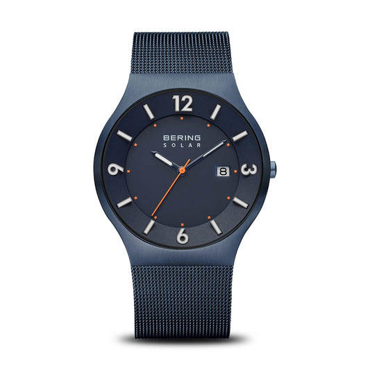 Bering 14440-393 Men's Blue Steel Mesh Solar Watch (Outlet)