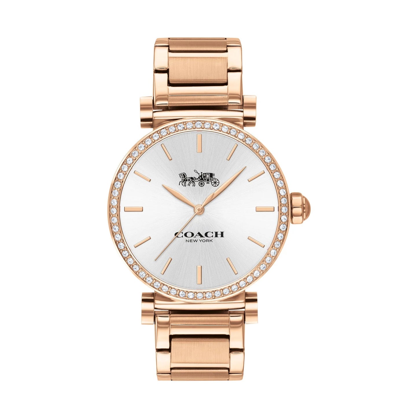 Coach 14503580 Women's Rose Gold Ionic Plated Steel Bracelet and Silver Dial Quartz Watch