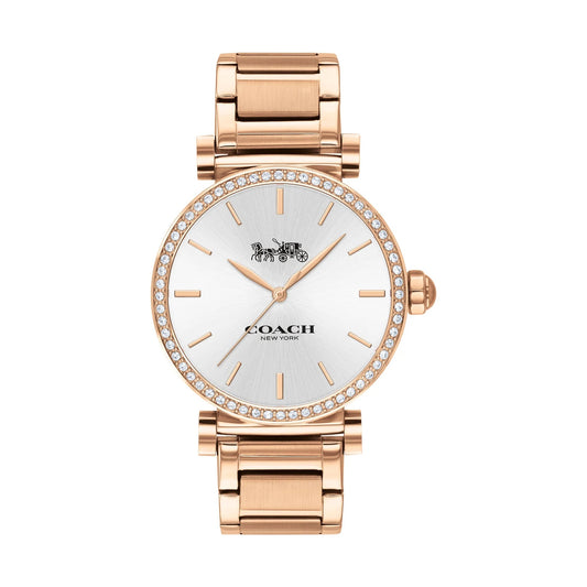 Coach 14503580 Women's Rose Gold Ionic Plated Steel Bracelet and Silver Dial Quartz Watch