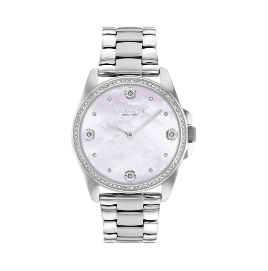 Coach 14504108 Women's Stainless Steel Bracelet and Mother of Pearl & Stone Dial Quartz Watch