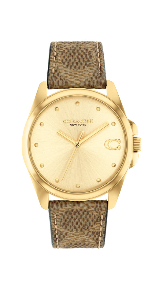 Coach 14504111 Women's Brown PVC Strap and Champagne Dial Quartz Watch