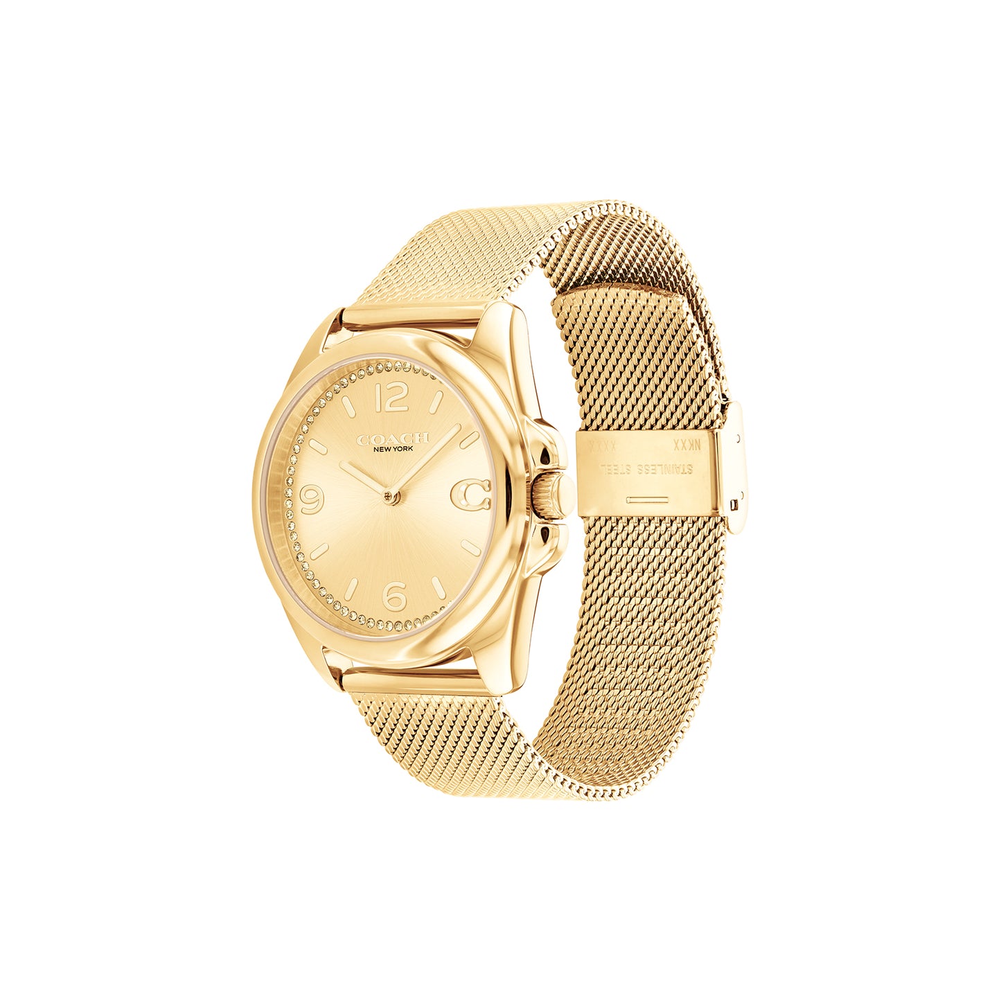 Coach 14504144 Women's Gold Stainless Steel Mesh Bracelet  and Champagne Dial Quartz Watch