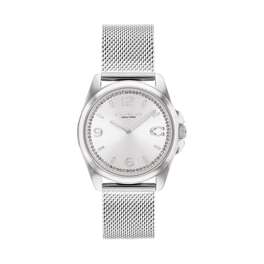 Coach 14504146 Women's Stainless Steel Mesh Bracelet and Silver White Dial Quartz Watch