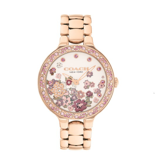 Coach 14504498 Women's Ionic Plated Rose Gold Steel & Crystals Watch