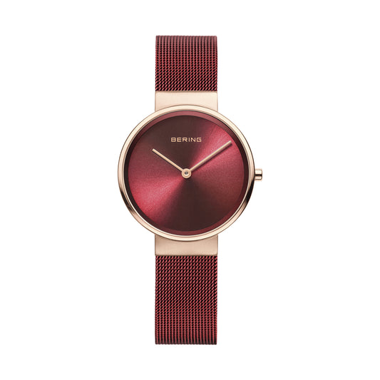 Bering 14531-363 Women's Red Steel Mesh Watch