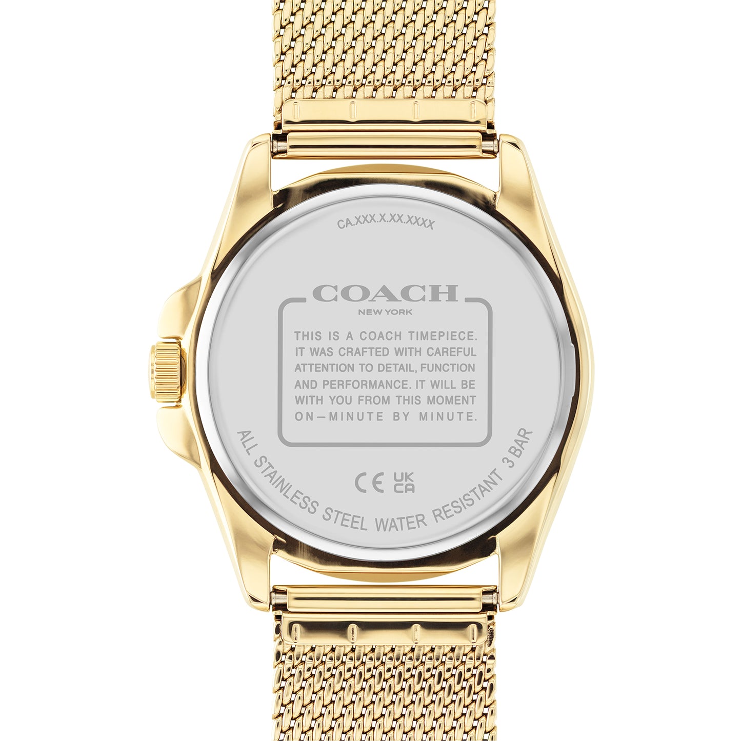 Coach 14602618 Men's Gold Steel Mesh Bracelet and Black Dial Quartz Basic Calendar Watch