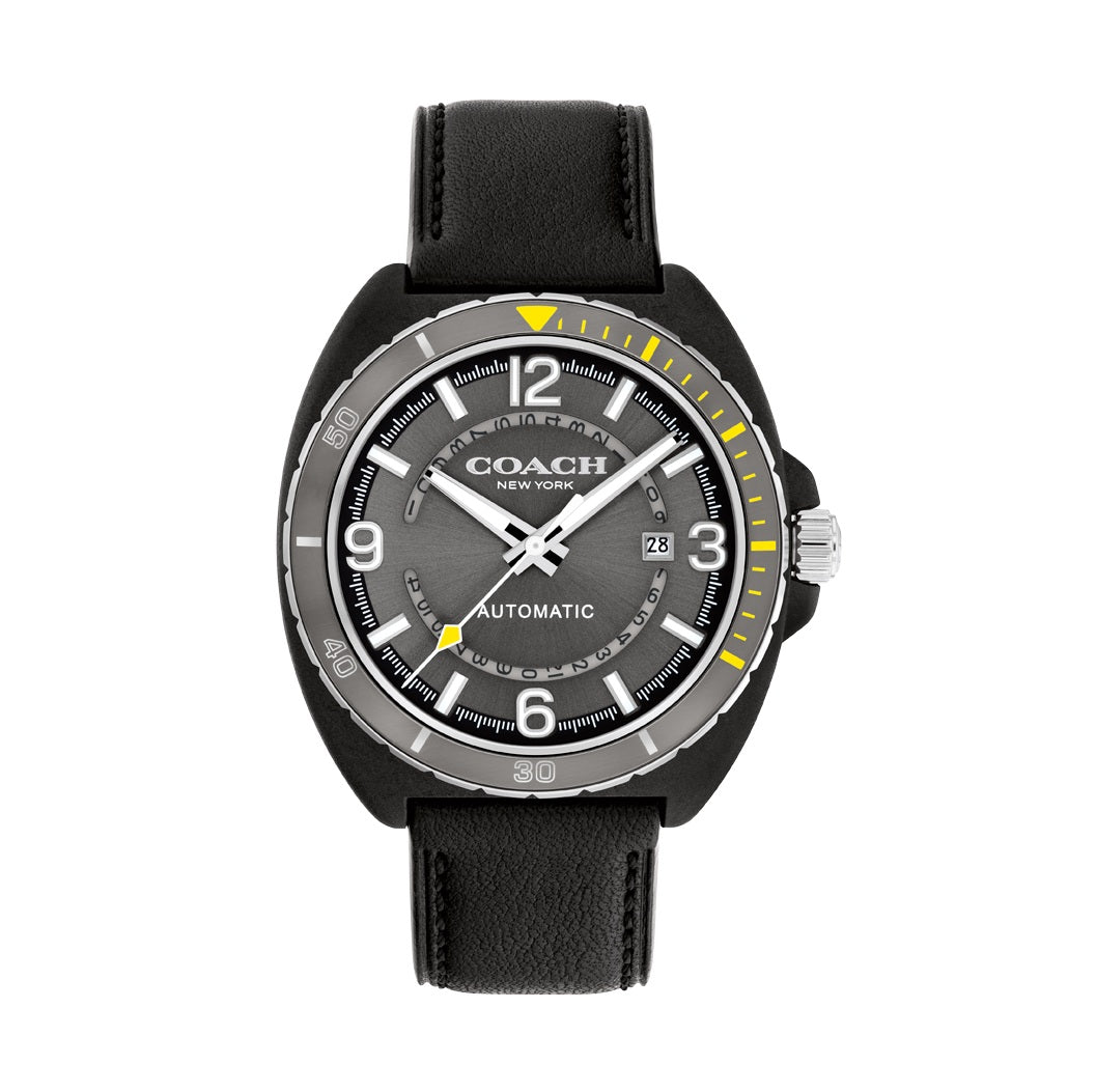 Coach 14602735 Men's Sport Automatic & Black Calfskin Leather Strap