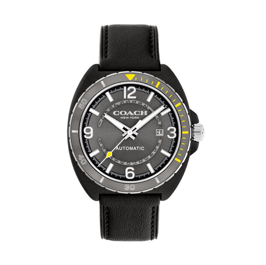 Coach 14602735 Men's Sport Automatic & Black Calfskin Leather Strap