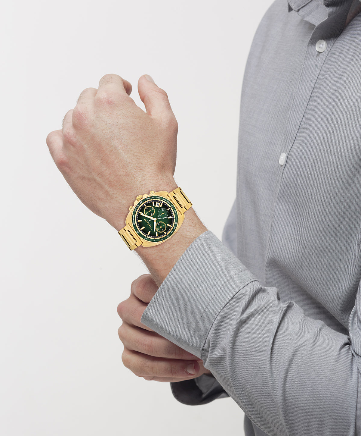 Coach 14602738 Gold Steel Green Dial Chronograph Men's Watch
