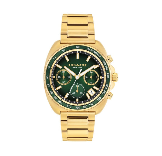 Coach 14602738 Gold Steel Green Dial Chronograph Men's Watch