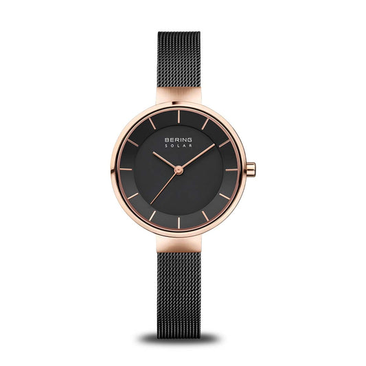 Bering 14631-166 Women's Black Steel Mesh Solar Watch