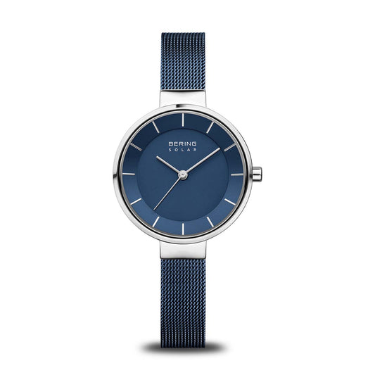 Bering 14631-307 Women's Blue Steel Mesh Solar Watch