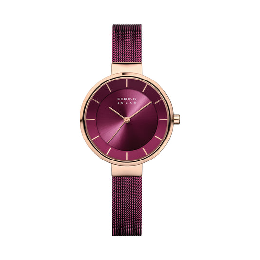 Bering 14631-969 Women's Purple Steel Mesh Solar Watch