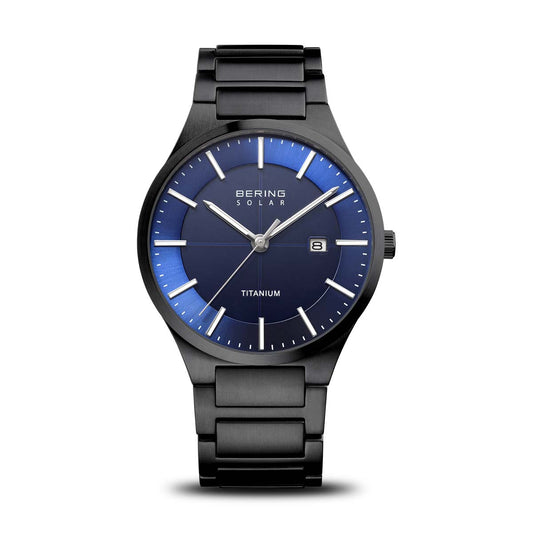Bering 15239-727 Men's Black Titanium Strap with Titanium Links