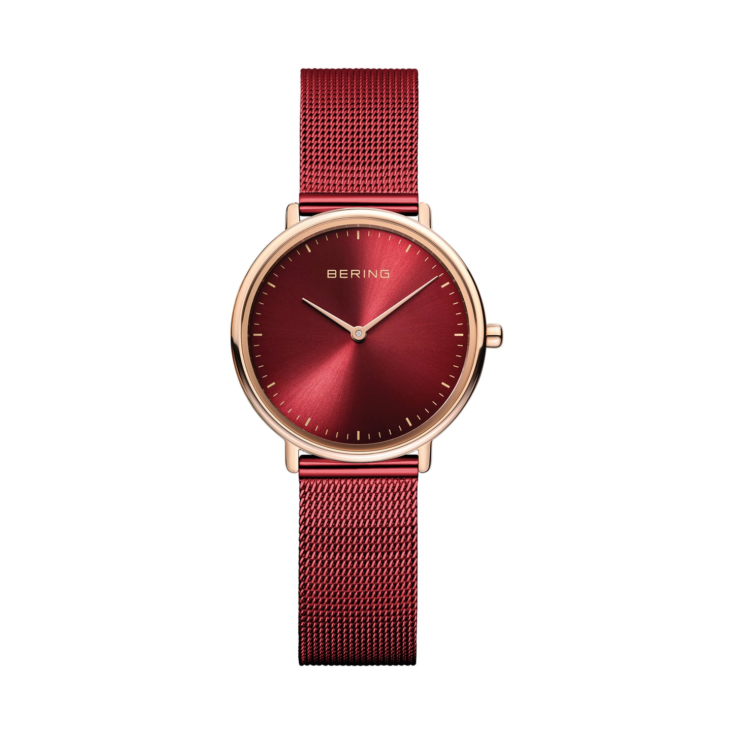 Bering 15729-363 Women's Red Steel Mesh Watch