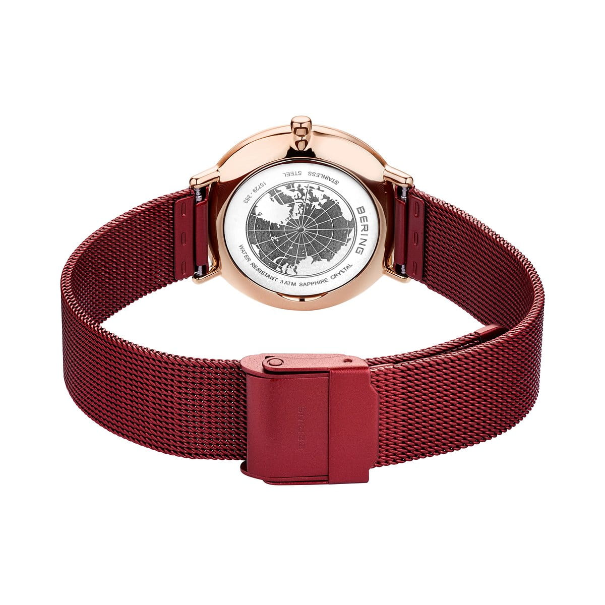 Bering 15729-363 Women's Red Steel Mesh Watch