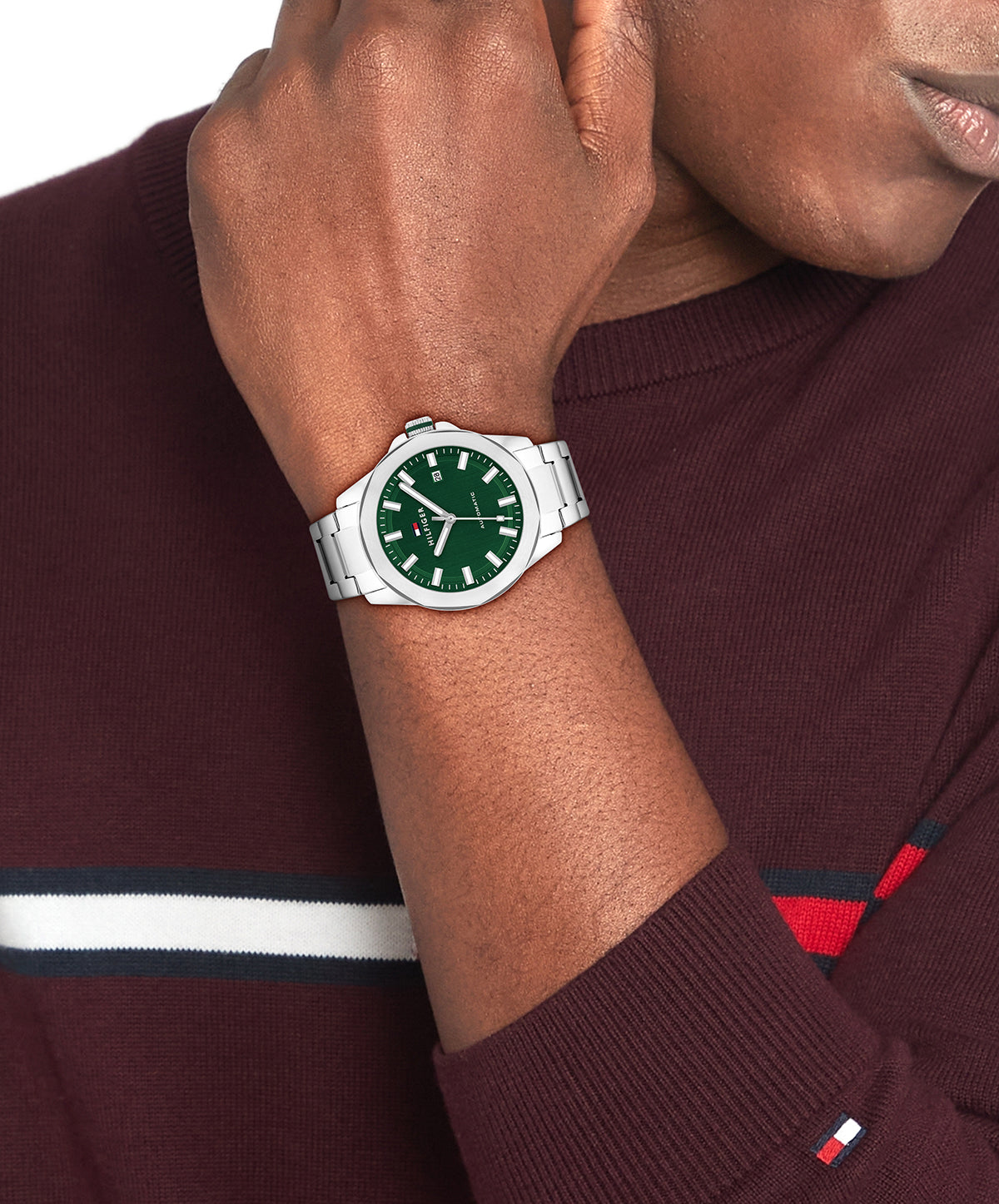 Tommy Hilfiger 1710694 Automatic Men's Green Dial Stainless Steel Watch