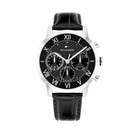 Tommy Hilfiger 1710725 Men's Black Leather Quartz Watch