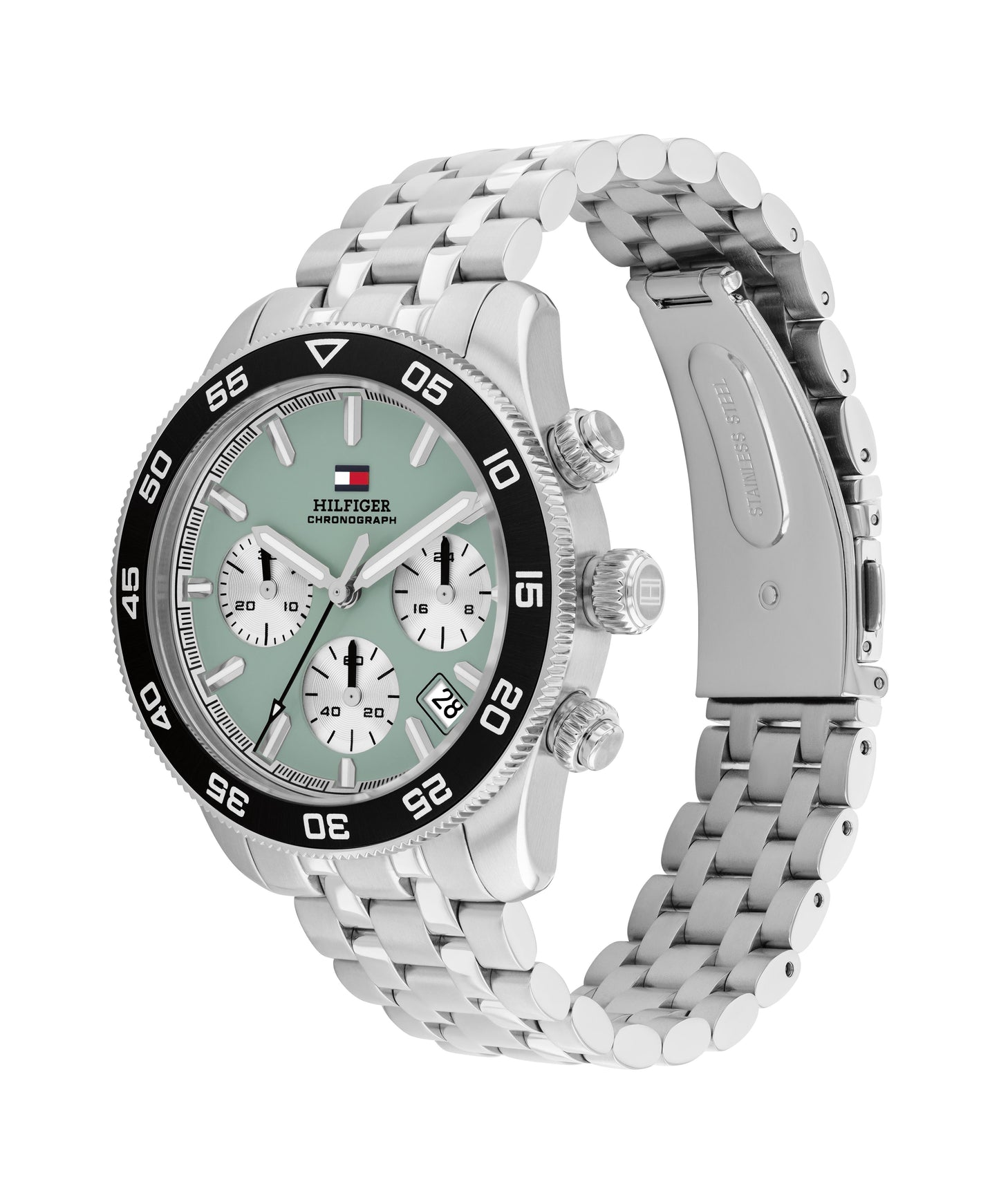 Tommy Hilfiger 1710745 Men's Chronograph Stainless Steel Green Dial Quartz Watch