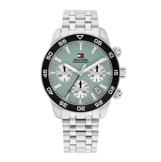 Tommy Hilfiger 1710745 Men's Chronograph Stainless Steel Green Dial Quartz Watch