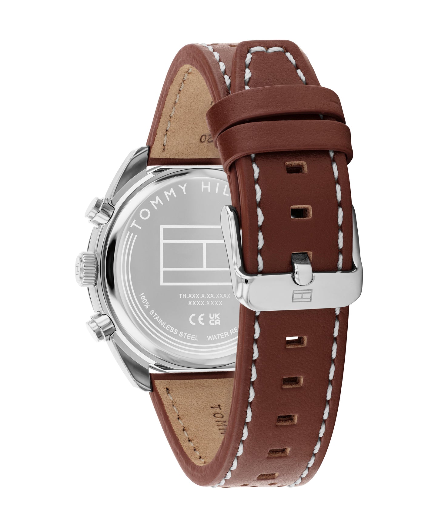 Tommy Hilfiger 1710765 Men's Chronograph Brown Leather Strap White Dial Quartz Watch