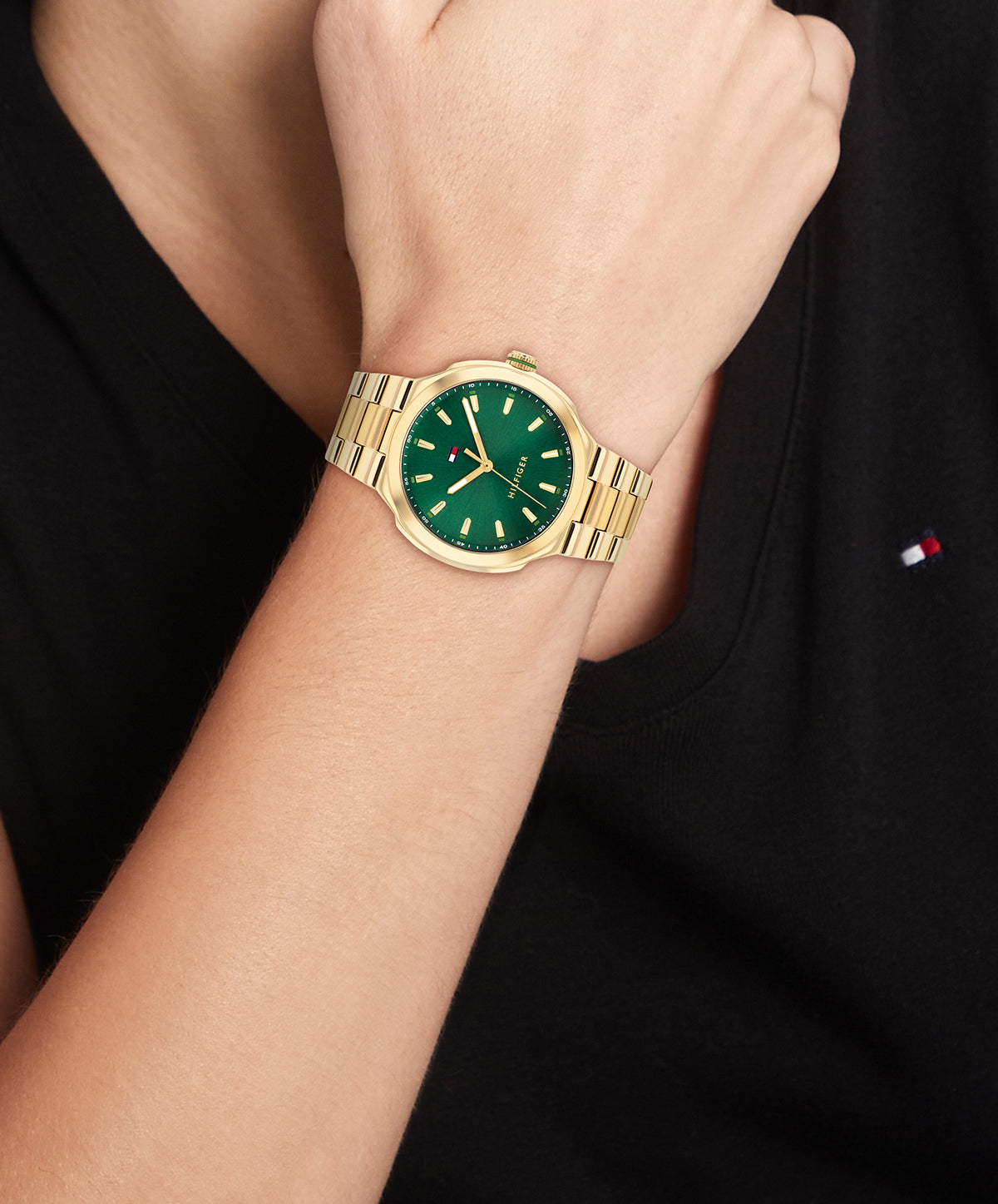 Tommy Hilfiger 1782820 Women's Ionic Plated Thin Gold Steel Green Dial Watch