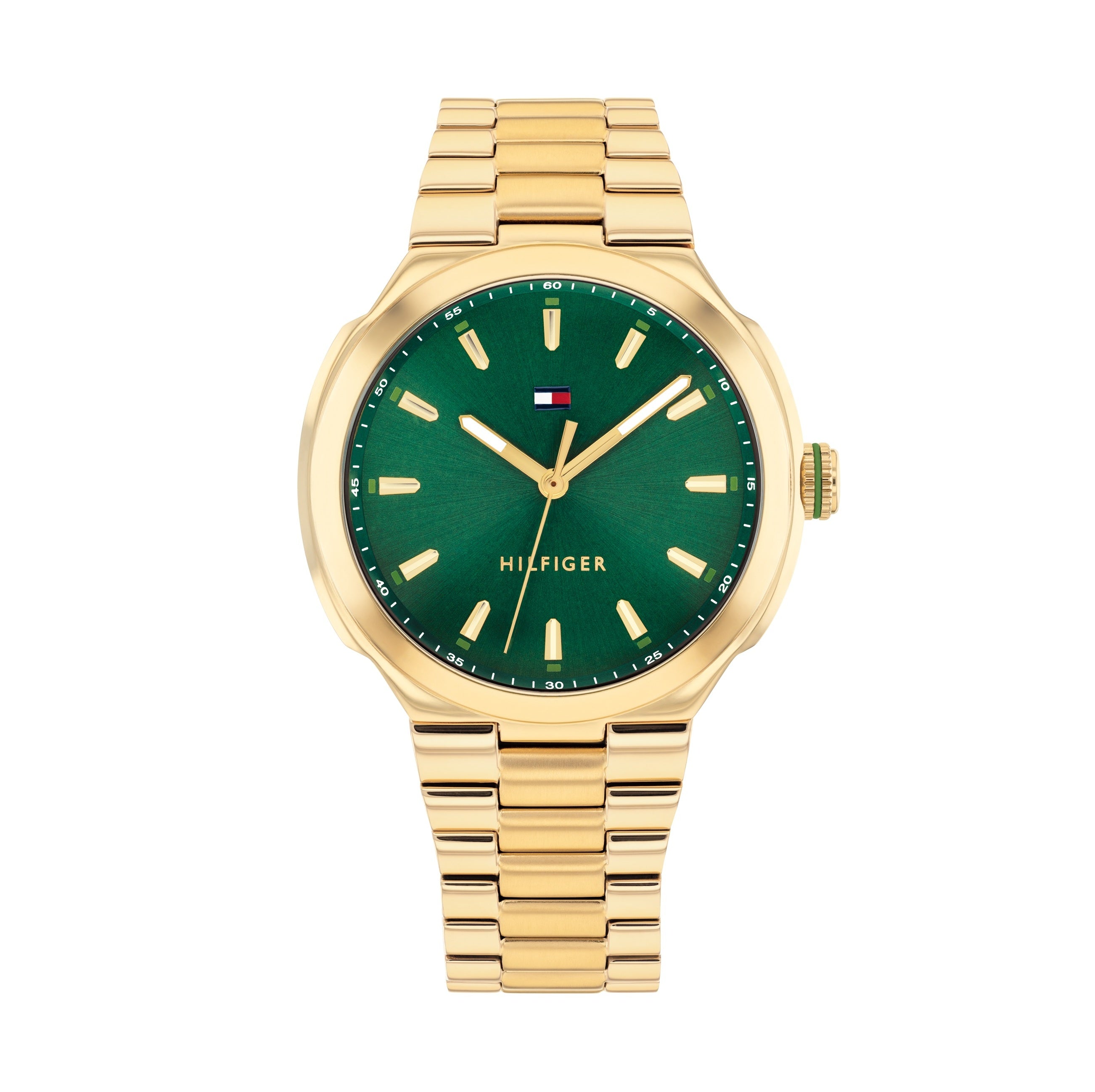 Tommy Hilfiger 1782820 Women's Ionic Plated Thin Gold Steel Green Dial ...