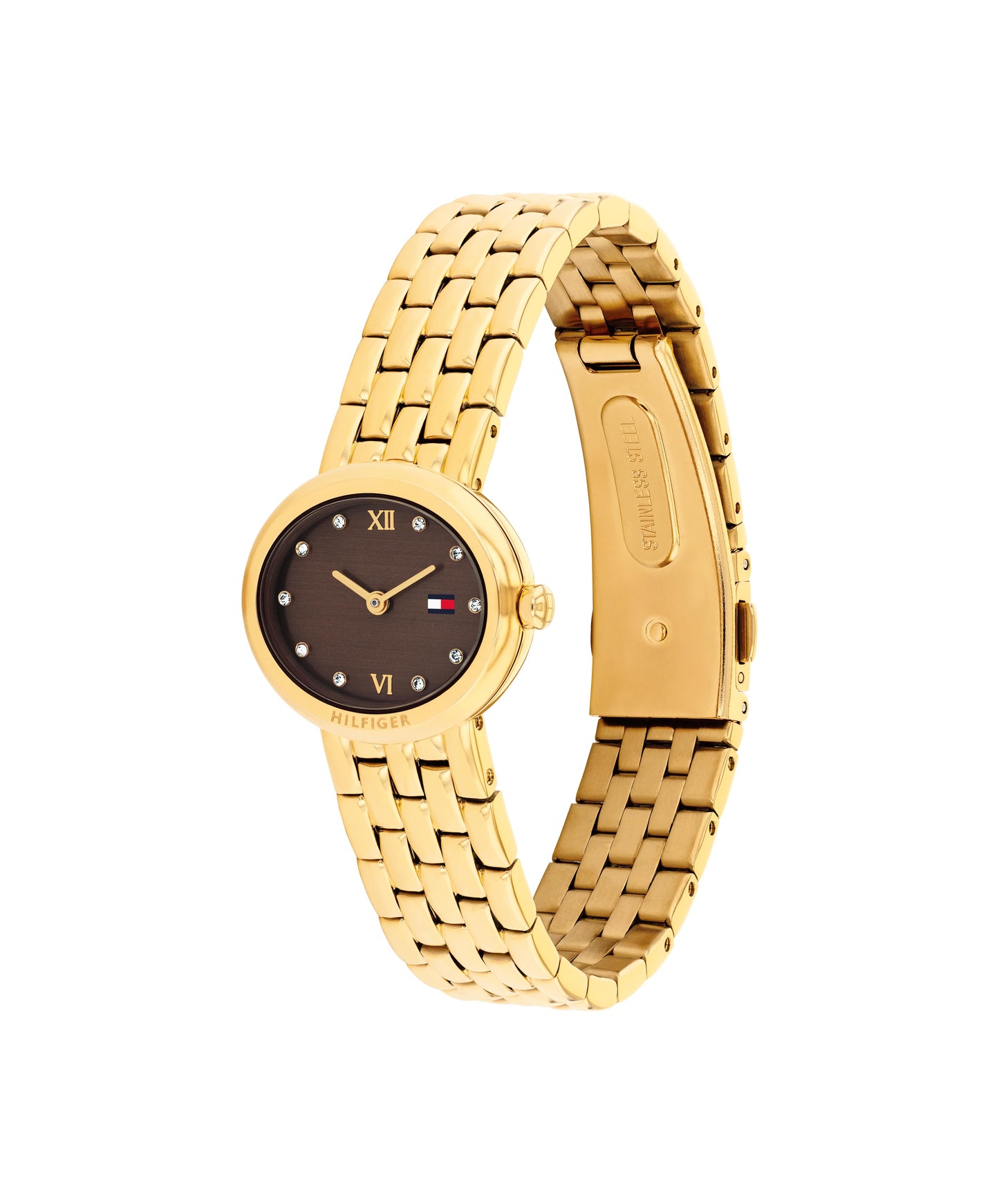 Tommy Hilfiger 1782844 Women's Ionic Plated Thin Gold Steel Brown Dial Quartz Watch