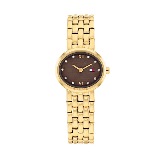 Tommy Hilfiger 1782844 Women's Ionic Plated Thin Gold Steel Brown Dial Quartz Watch