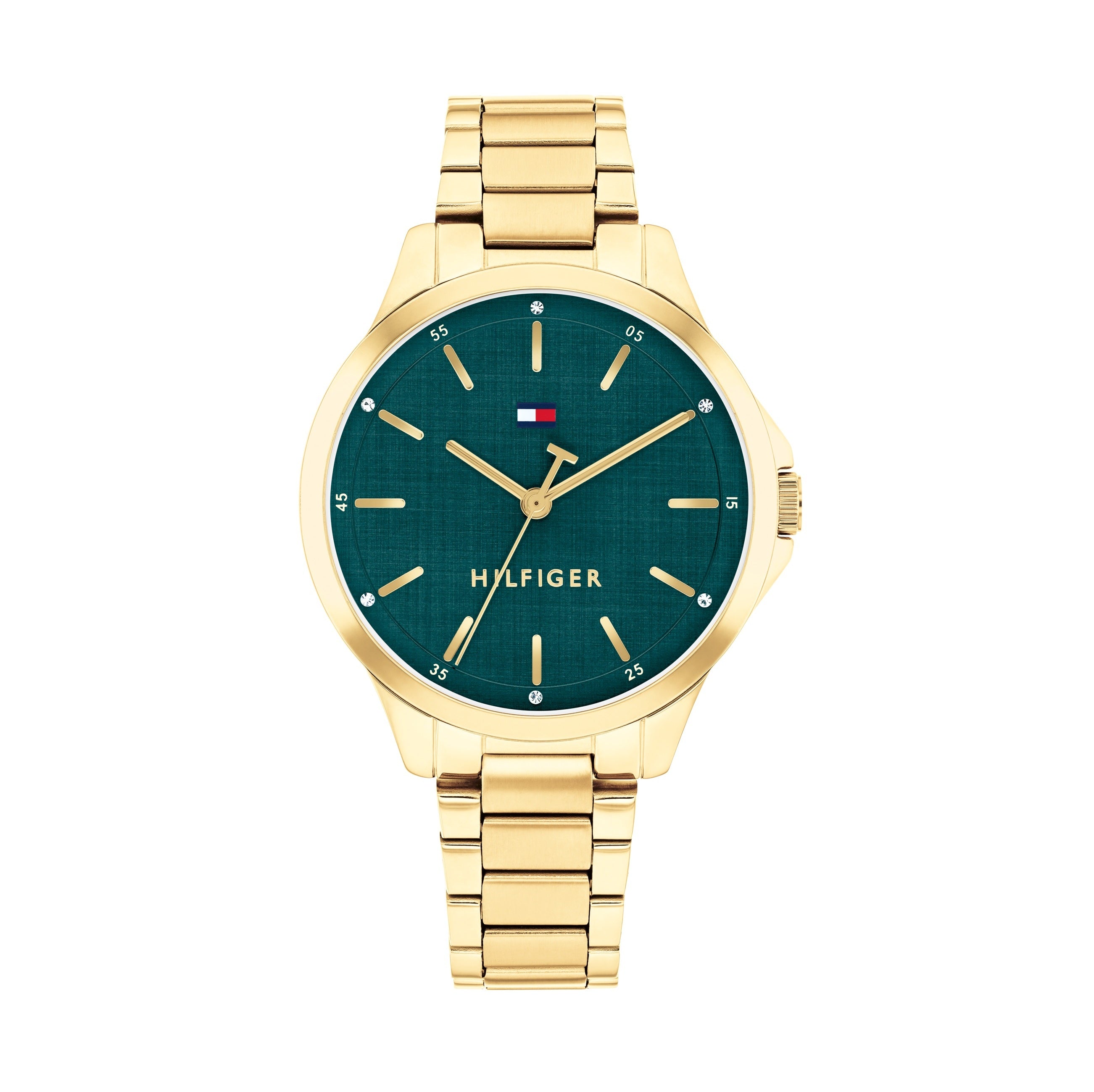Tommy Hilfiger 1782860 Women's Ionic Plated Thin Gold Steel Teal Dial ...