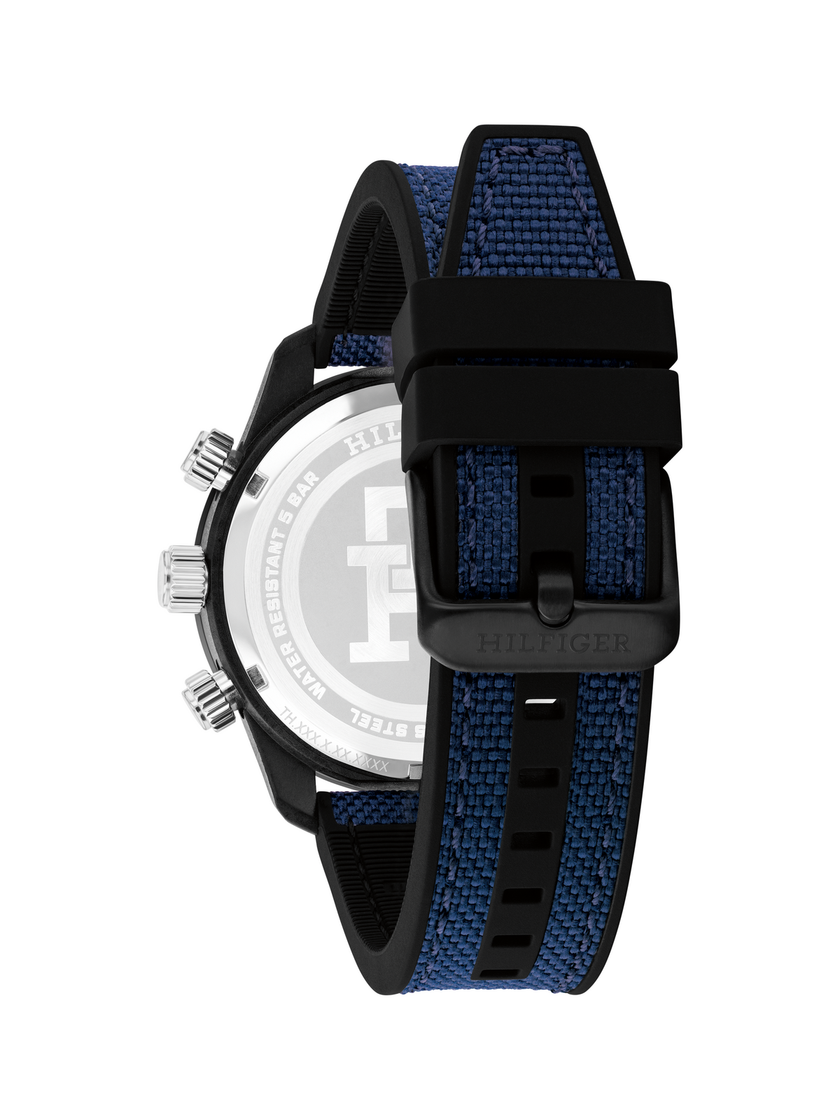 Tommy Hilfiger 1792183 Men's Black Plastic Strap and Navy Dial Watch
