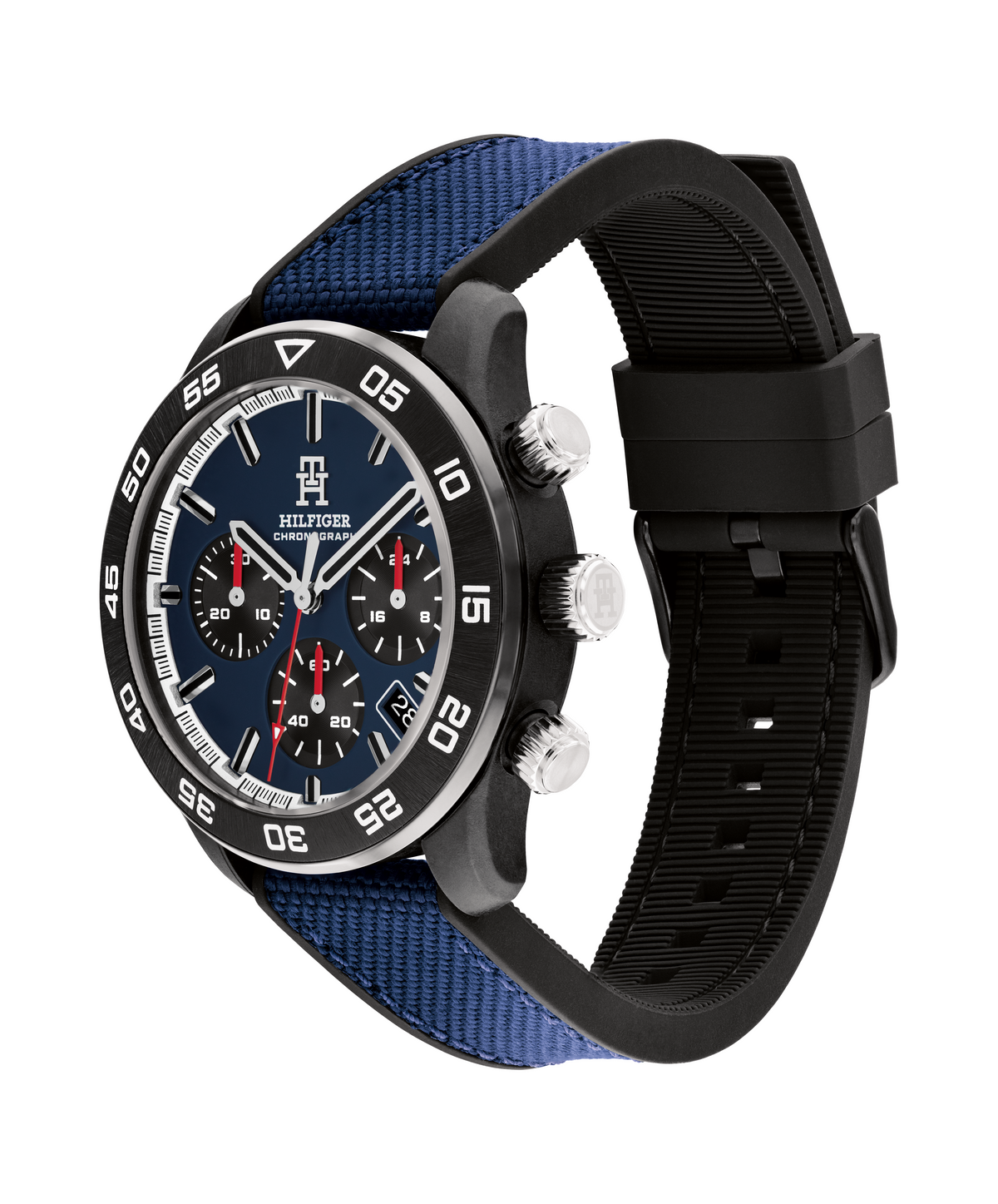Tommy Hilfiger 1792183 Men's Black Plastic Strap and Navy Dial Watch