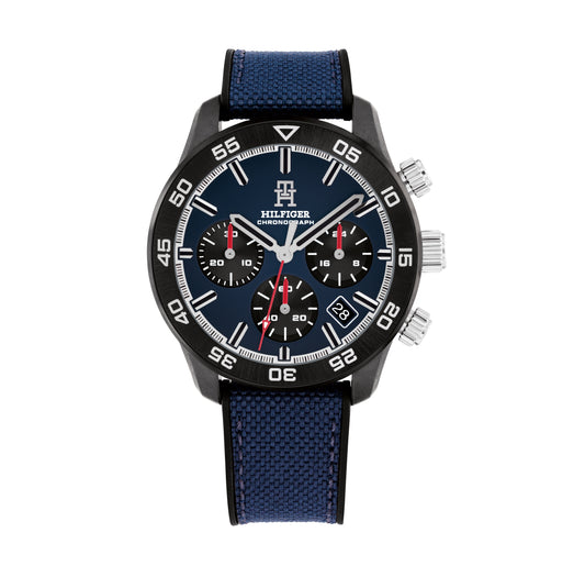 Tommy Hilfiger 1792183 Men's Black Plastic Strap and Navy Dial Watch