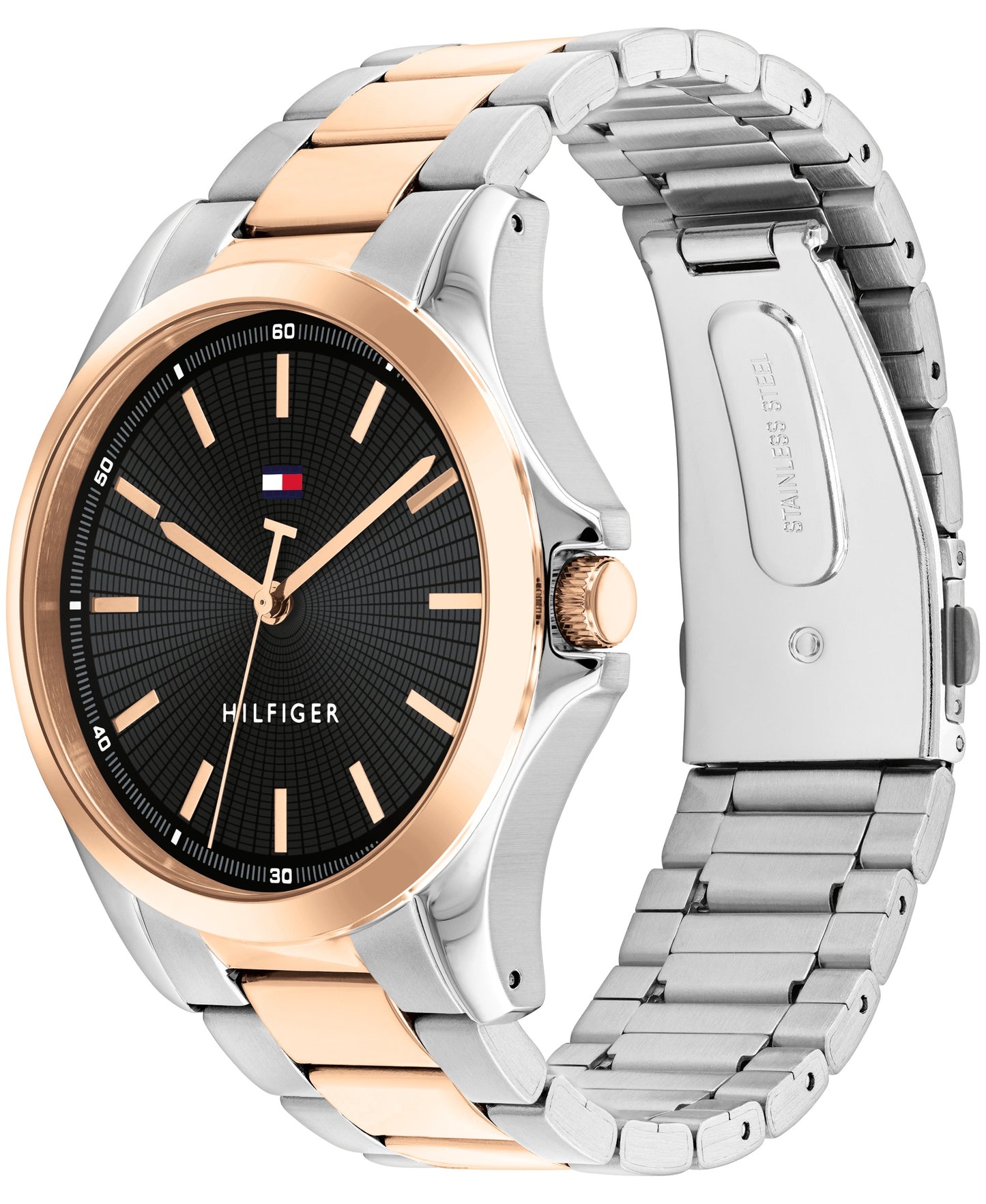 Tommy Hilfiger 1792191 Two Tone Stainless Steel Black Dial Men's Watch