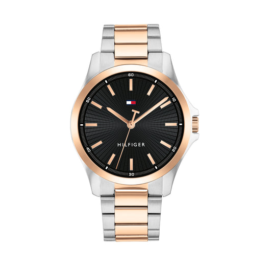 Tommy Hilfiger 1792191 Two Tone Stainless Steel Black Dial Men's Watch