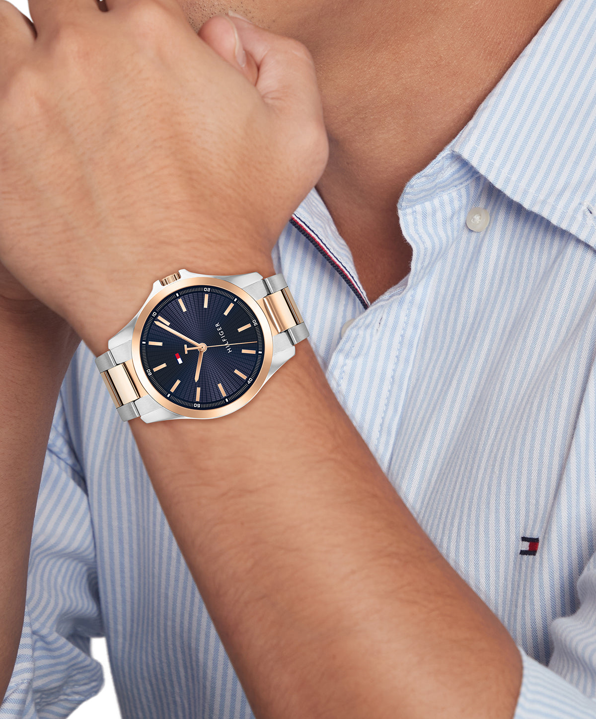 Tommy Hilfiger 1792193 Two Tone Stainless Steel Blue Dial Men's Watch