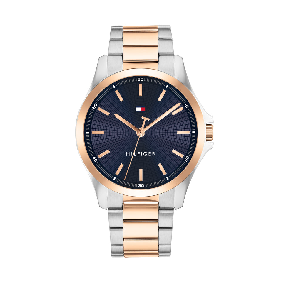 Tommy Hilfiger 1792193 Two Tone Stainless Steel Blue Dial Men's Watch ...